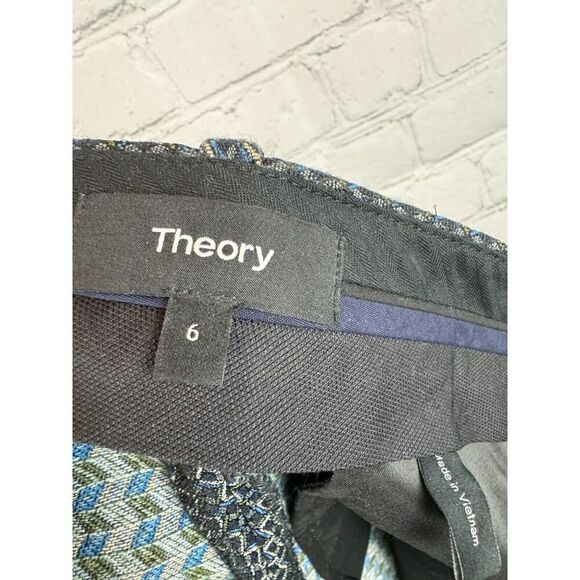 THEORY Treeca 2 shadow jacquard stretch black white ankle dress pants 6 NWOT - Picture 6 of 7
